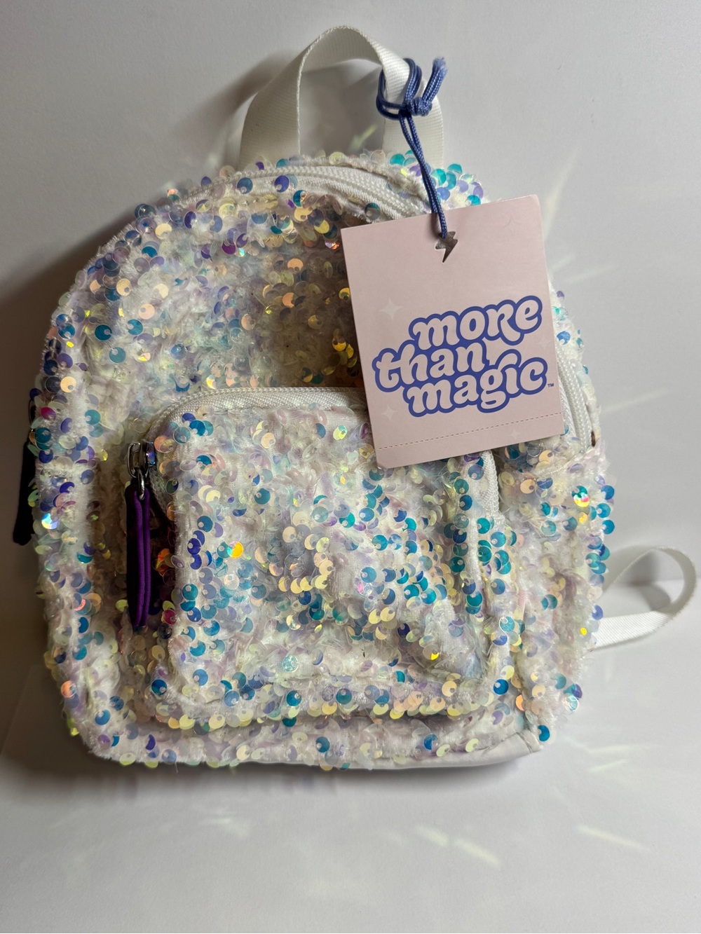 Sequin Mini Backpack - Iridescent White